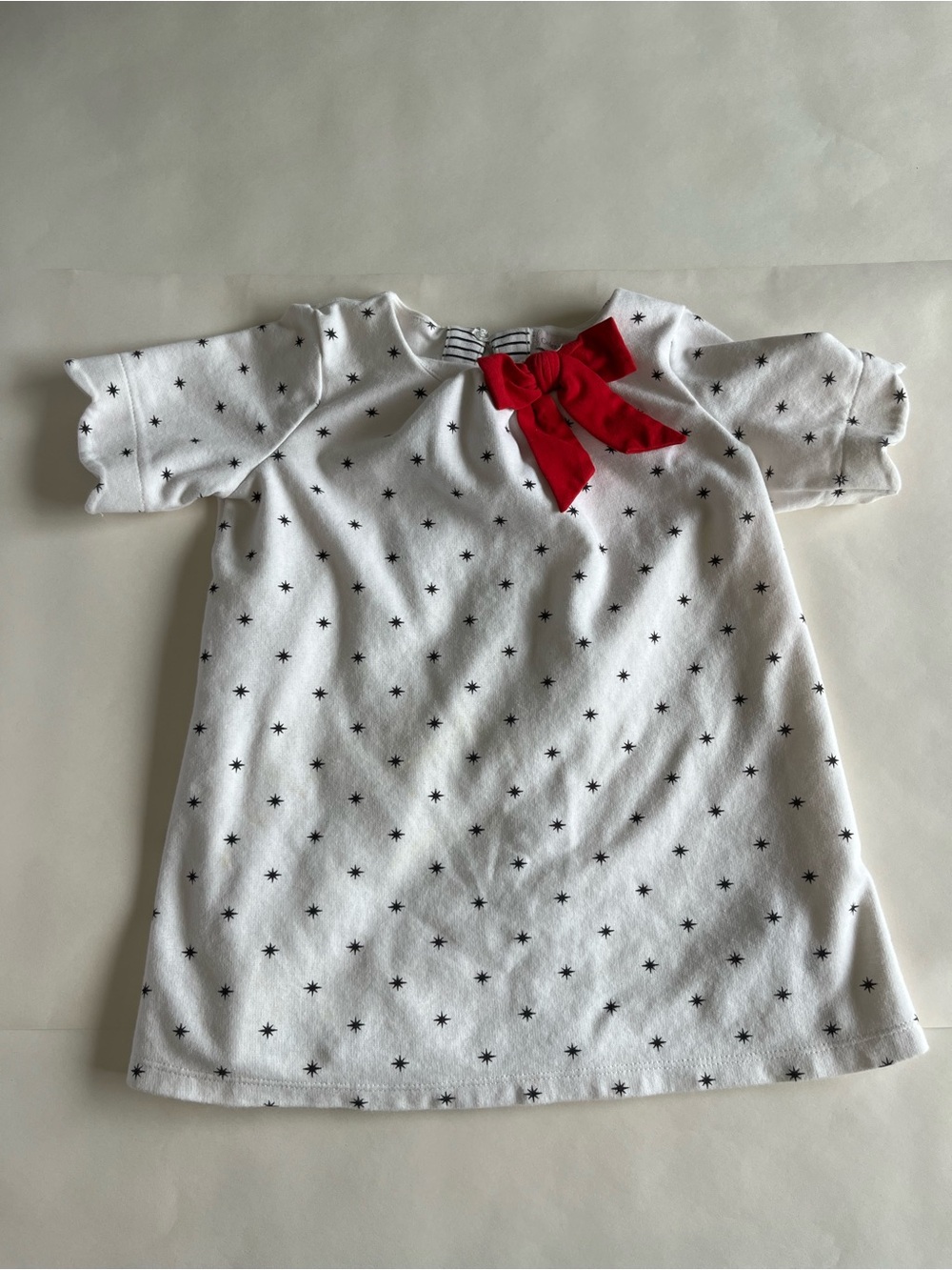 Catherine Malandrino White Star Print Dress with Red Bow